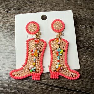 Beaded Boot Earrings with Star Accents